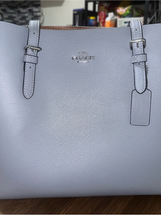 Coach Handbags - Coach Light Blue Pebbled Leather Tote with Silver Hardware